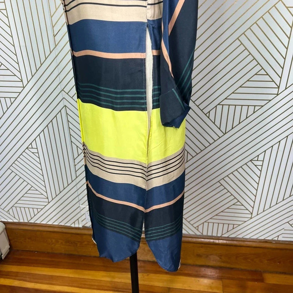 Apiece Apart Long Tunic Top Side Slits Coverup Colorful Striped Navy Blue Size 0 - Picture 8 of 10